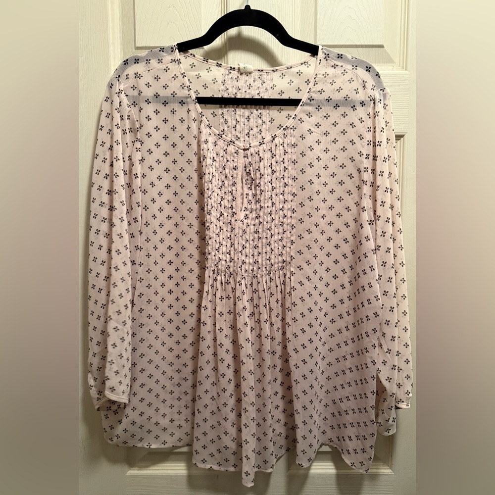 Blush Pink Blouse with Pattern